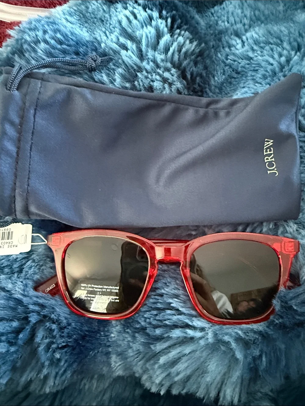 J. Crew Transparent Red Sunglasses with Dark Lenses